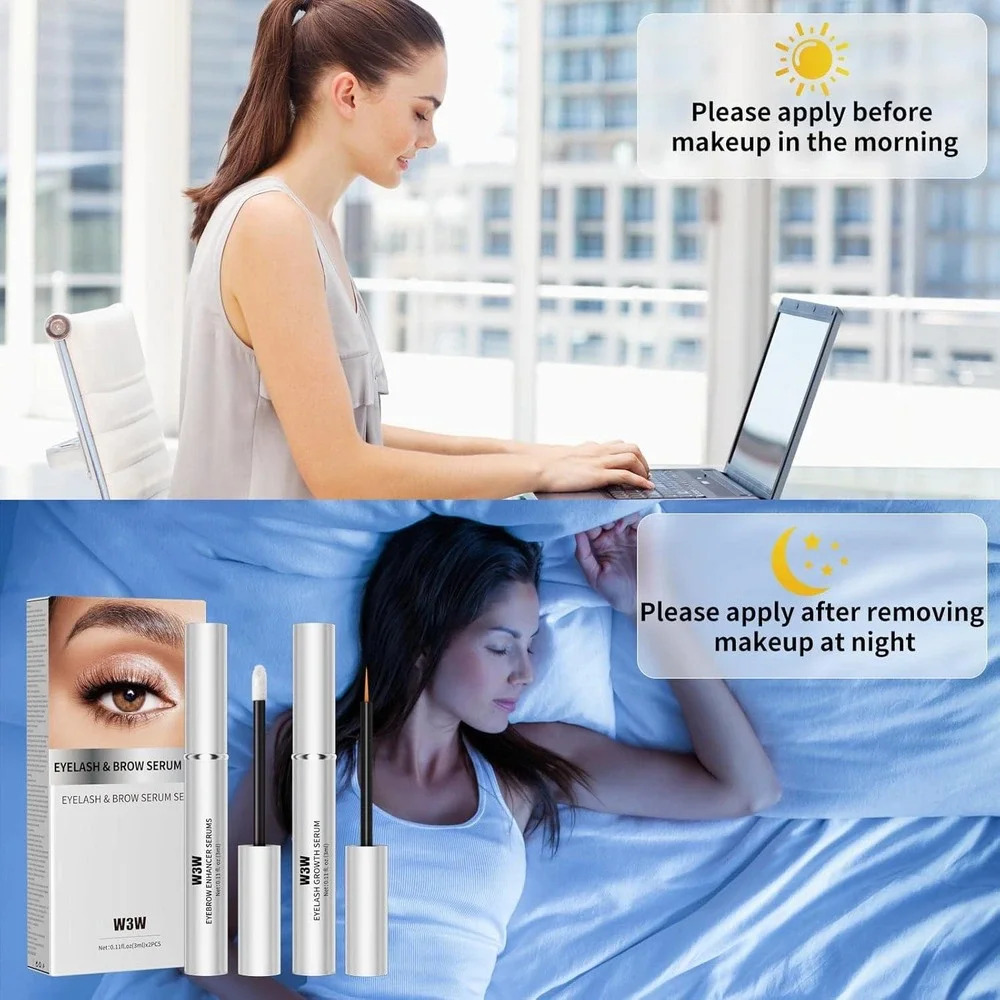 W3W Eyelash and Brow Serum‎ Set for Fuller Longer Thicker Brows Lashes